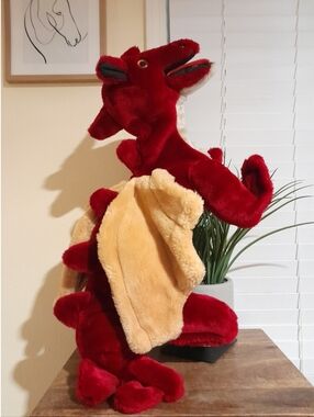 hand made Lucy Boyd hand puppet Lucy's Toys  red dragon 24 in